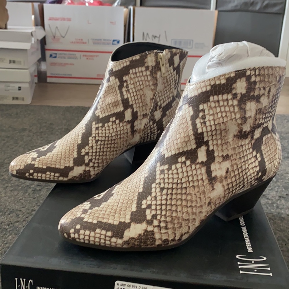 INC Idra Snake Print Ankle Boots - Picture 3 of 8